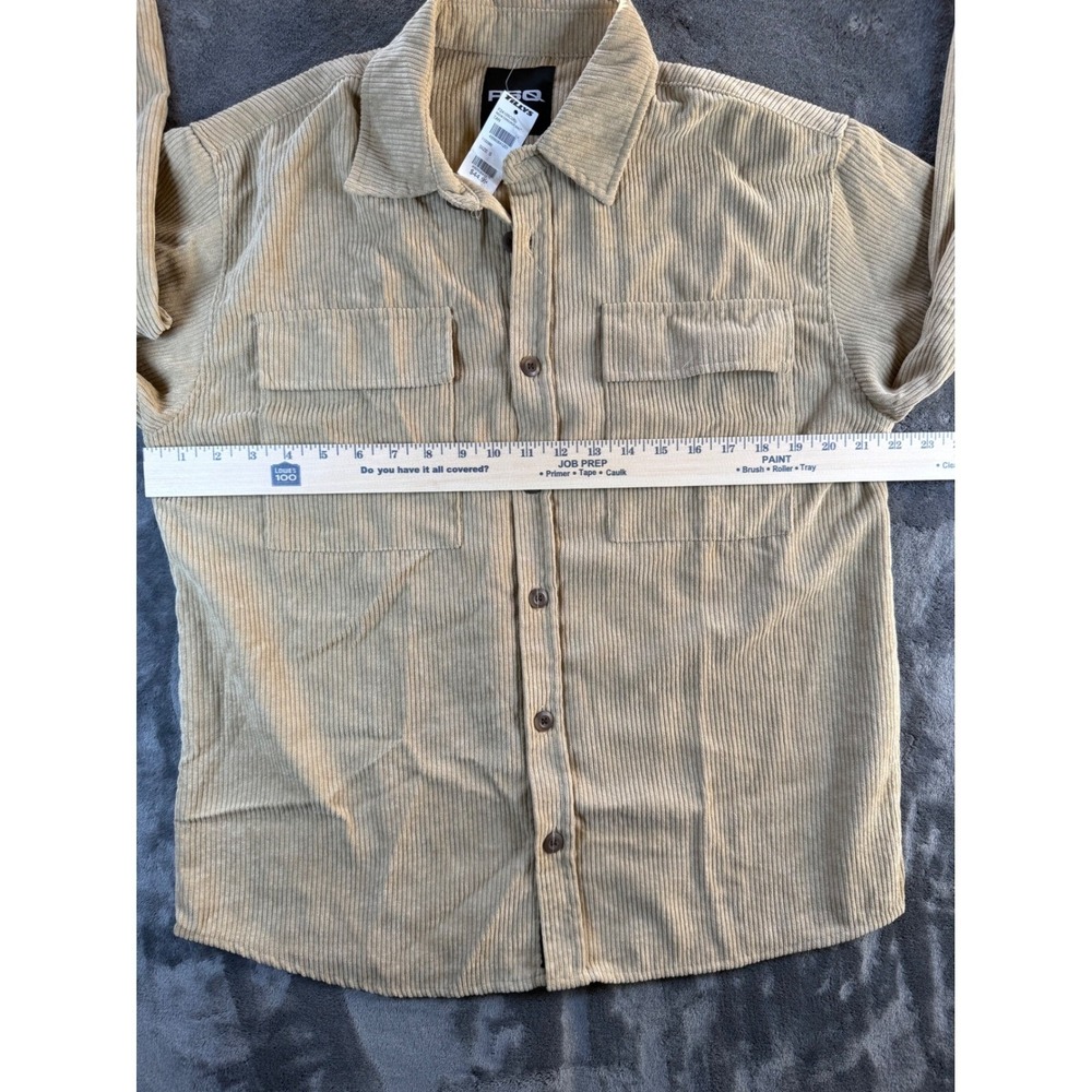 TILLYS RSQ M CORDUROY SHIRT TAN BUTTON FRONT POCKETS MEN SIZE S - Picture 5 of 7